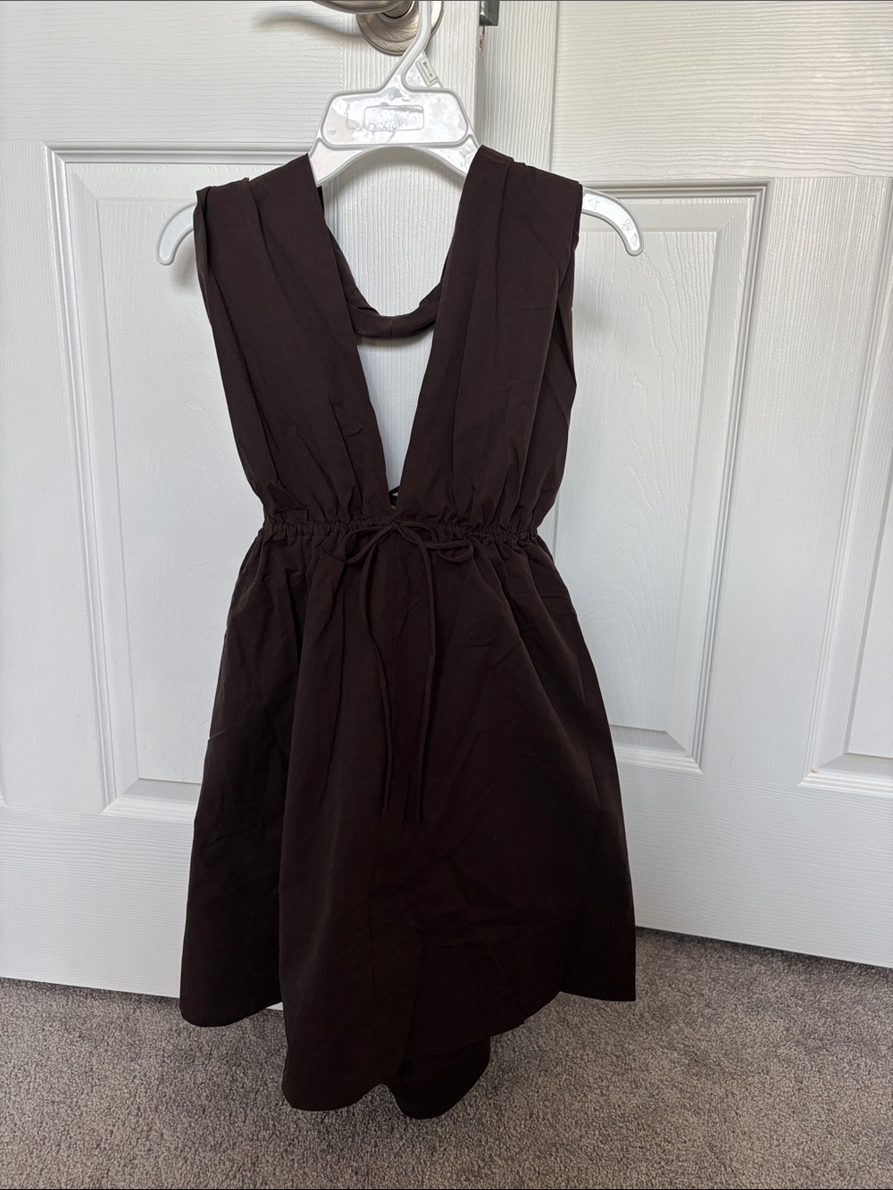DISSH Brown Sleeveless V-Neck Mini Dress